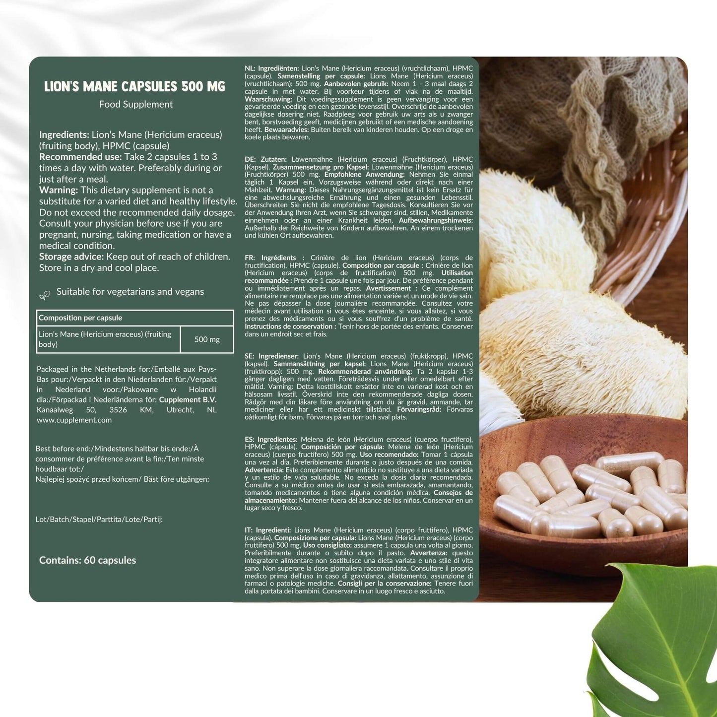Lion's Mane Capsules 500 mg Biologisch