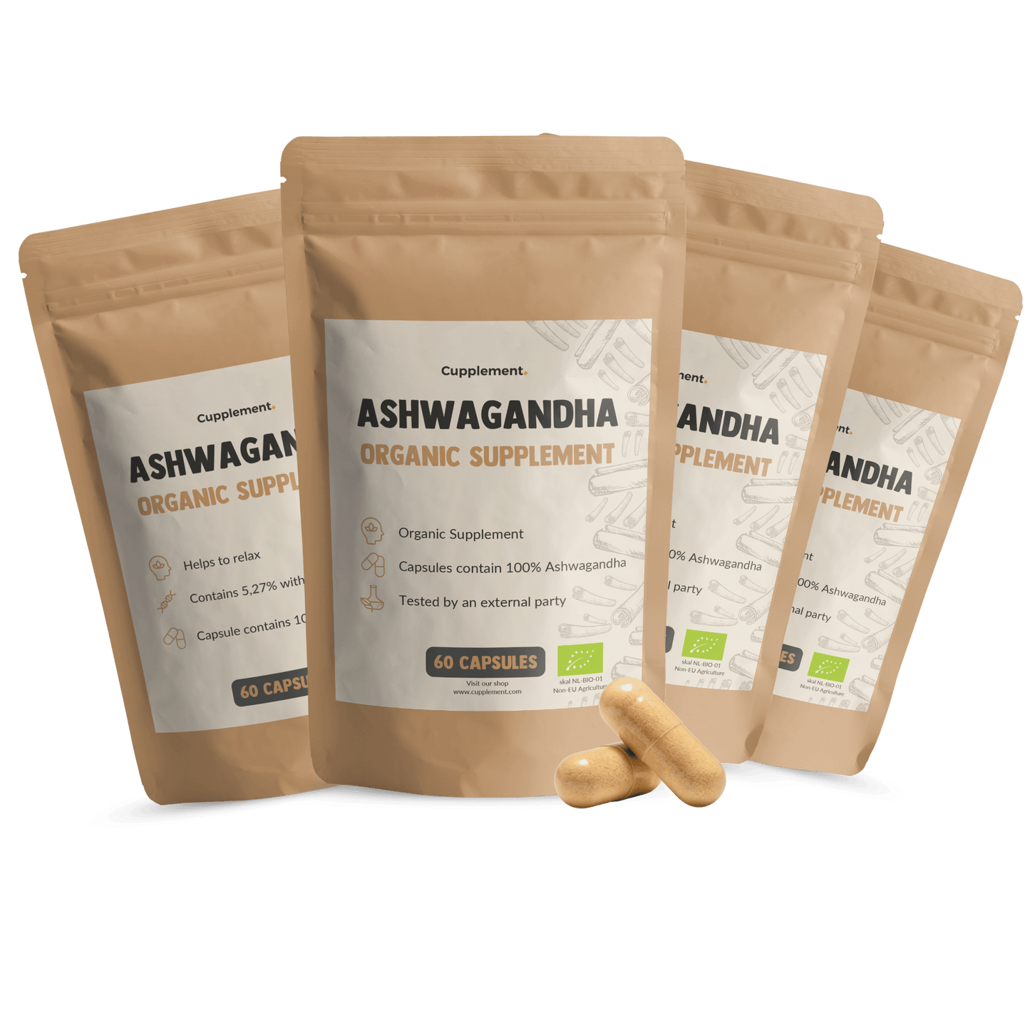 Organic ashwagandha capsules goyu supplement superfood