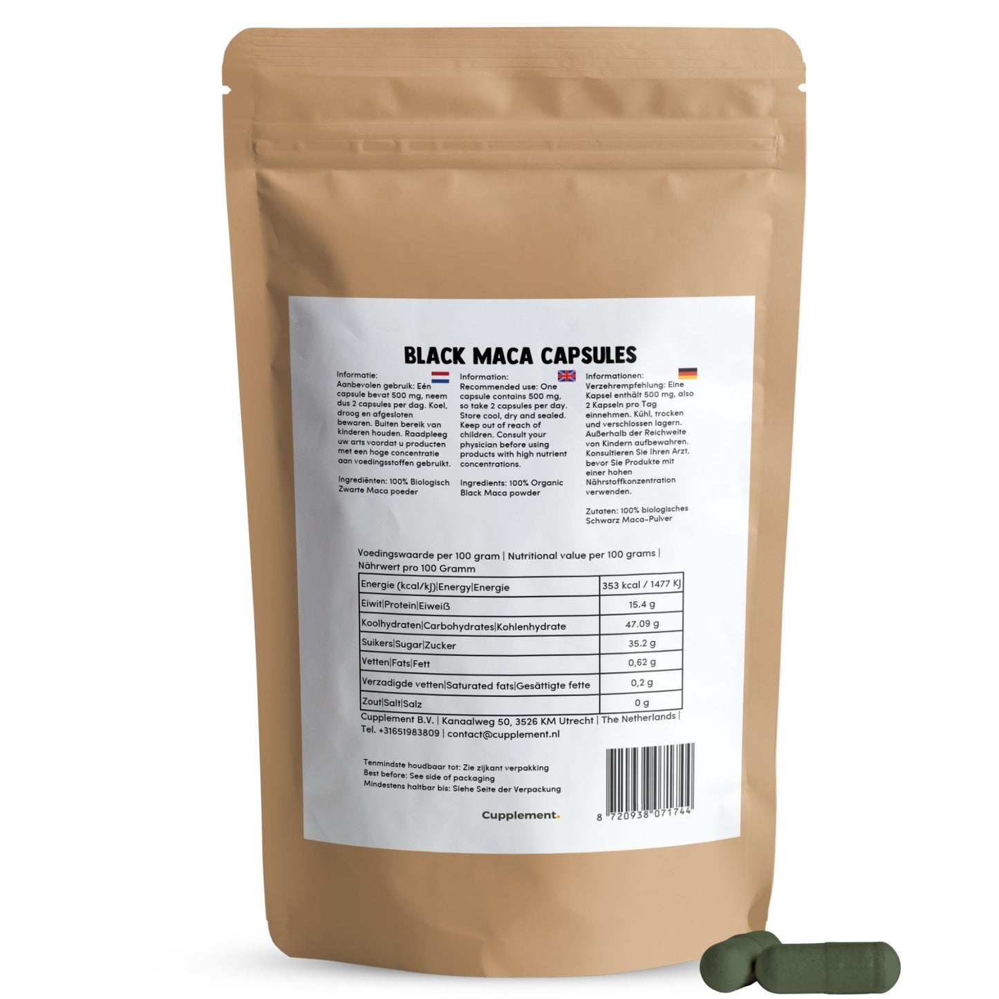 Black Maca Capsules 500mg Organic