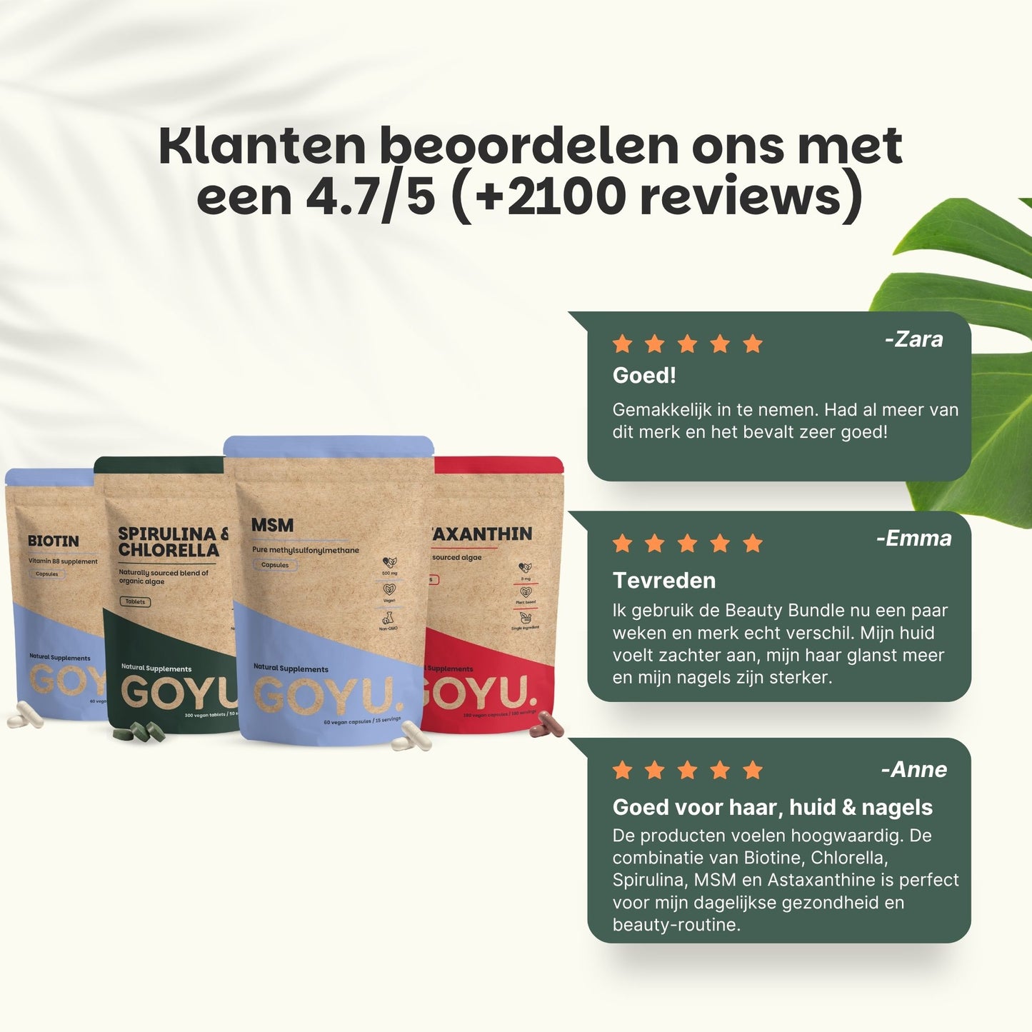 Biotine spirulina en chlorella MSM Astaxanthine capsules GOYU