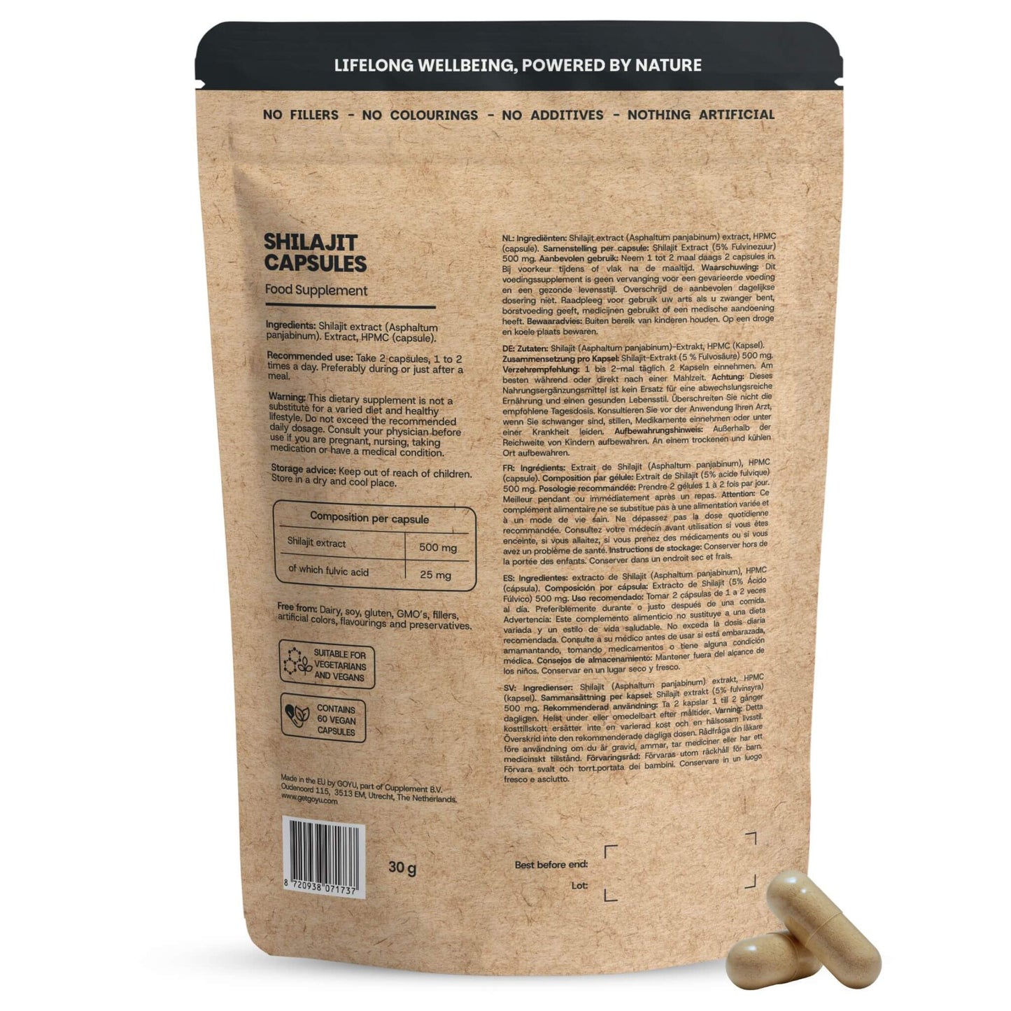 Shilajit Extrakt Kapseln (5% Fulvinsäure) 500 mg