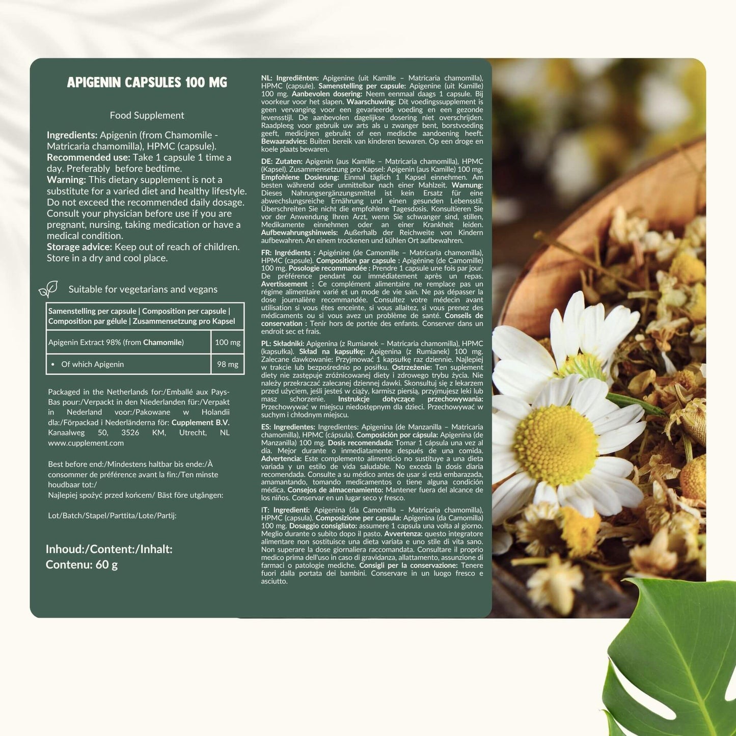 Apigenine extract capsules goyu superfood supplement