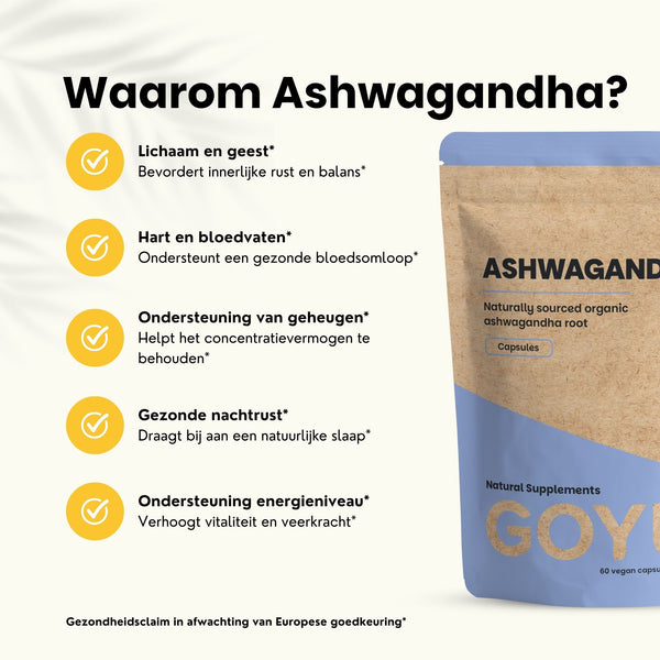 Organic ashwagandha capsules goyu supplement superfood