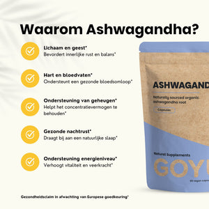 Organic ashwagandha capsules goyu supplement superfood