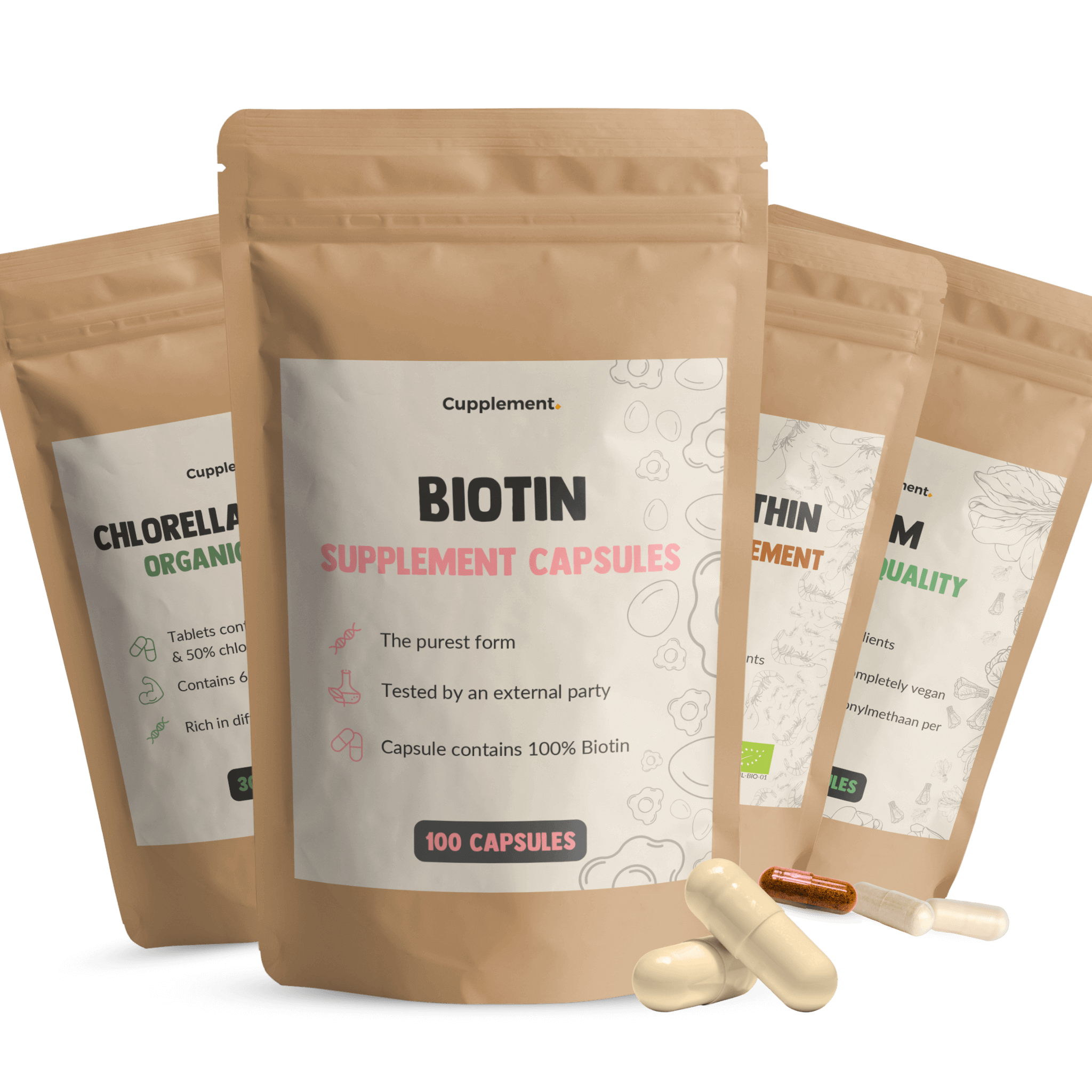 Beauty Bundel Biotine Chlorella Spirulina Astaxanthine MSM Cupplement Superfoods Supplement Capsules Tabletten