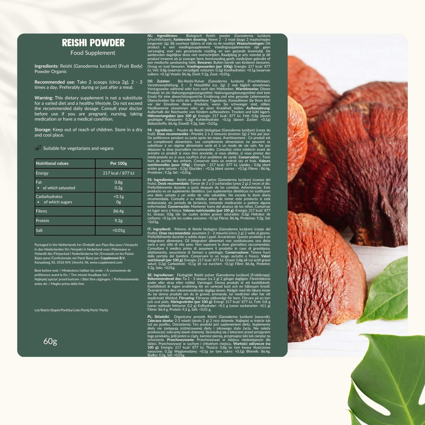 Biologisch Reishi poeder goyu supplement superfood
