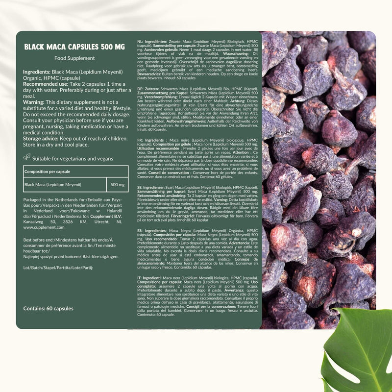 Biologisch Zwarte maca capsules goyu superfood supplement