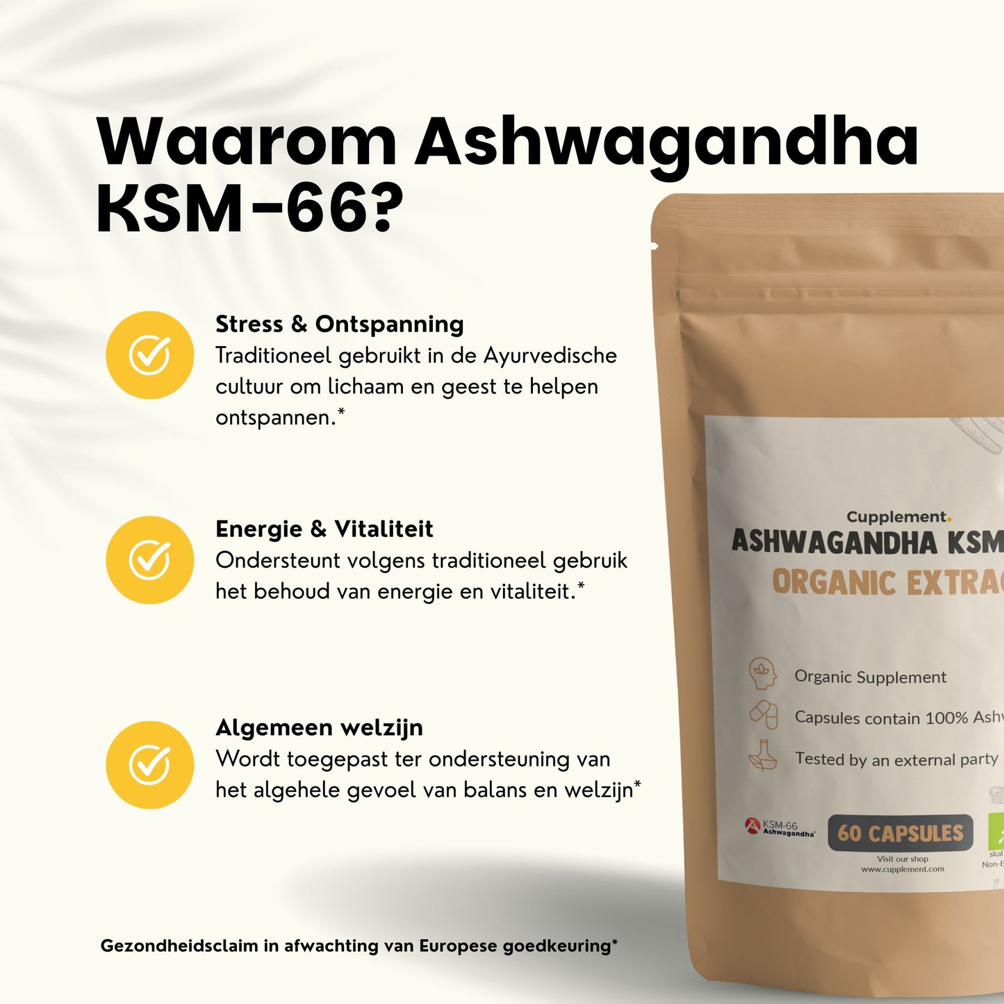 Biologische Ashwagandha KSM-66 extract capsules goyu superfood supplement