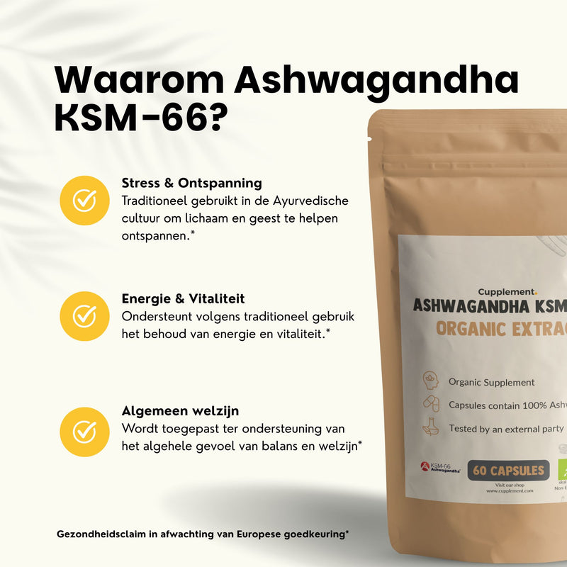 Biologische Ashwagandha KSM-66 extract capsules goyu superfood supplement