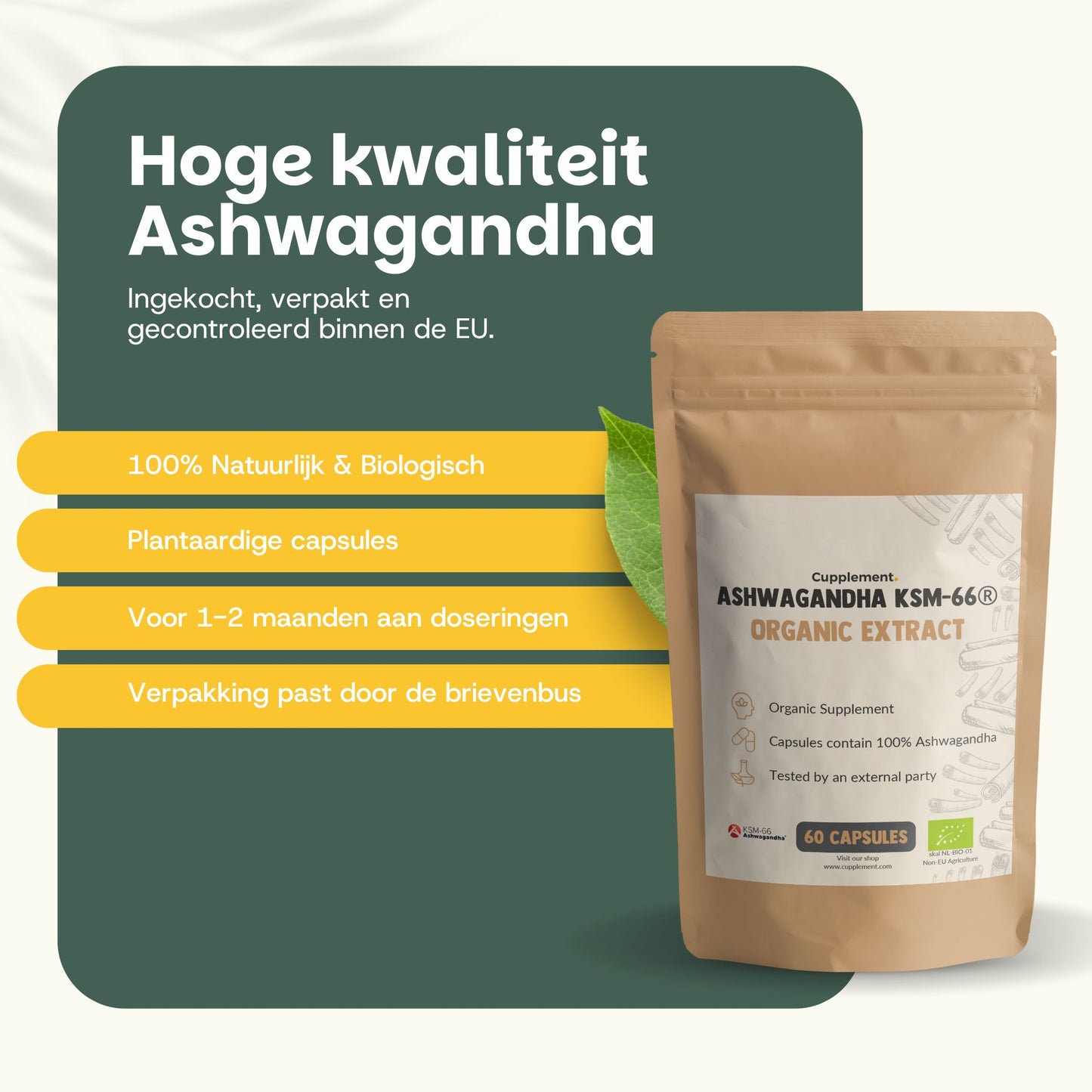 Biologische Ashwagandha KSM-66 extract capsules goyu superfood supplement