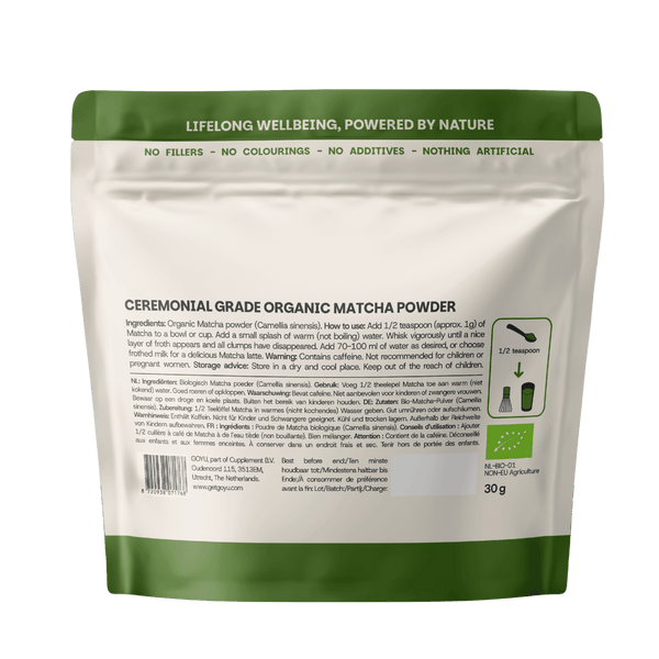 Biologische Ceremonial Grade Matcha Thee poeder goyu supplement superfood