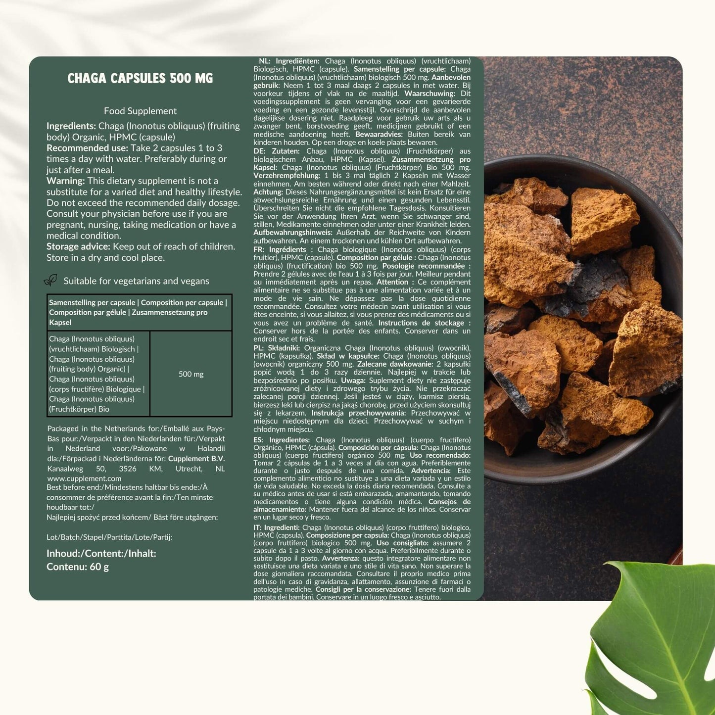 Biologische Chaga capsules goyu supplement superfood