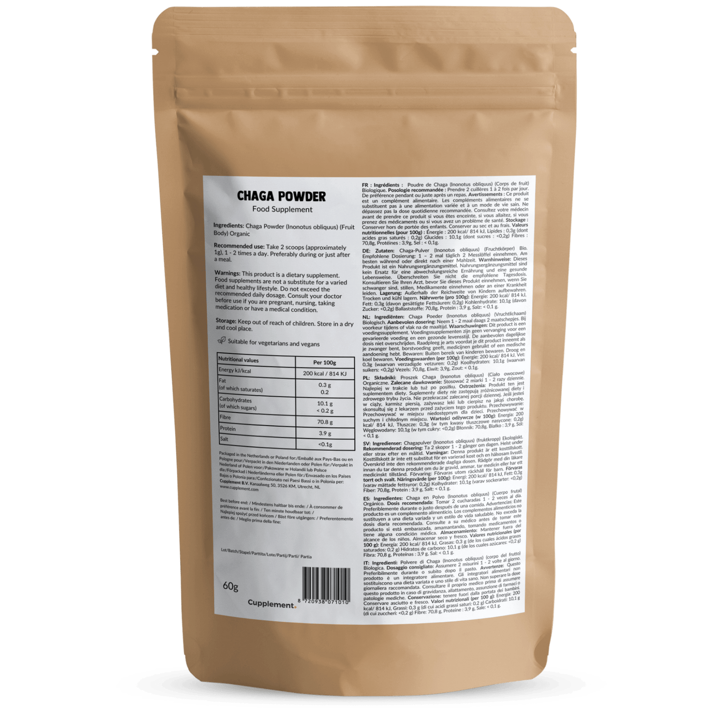 Biologische Chaga poeder goyu supplement superfood