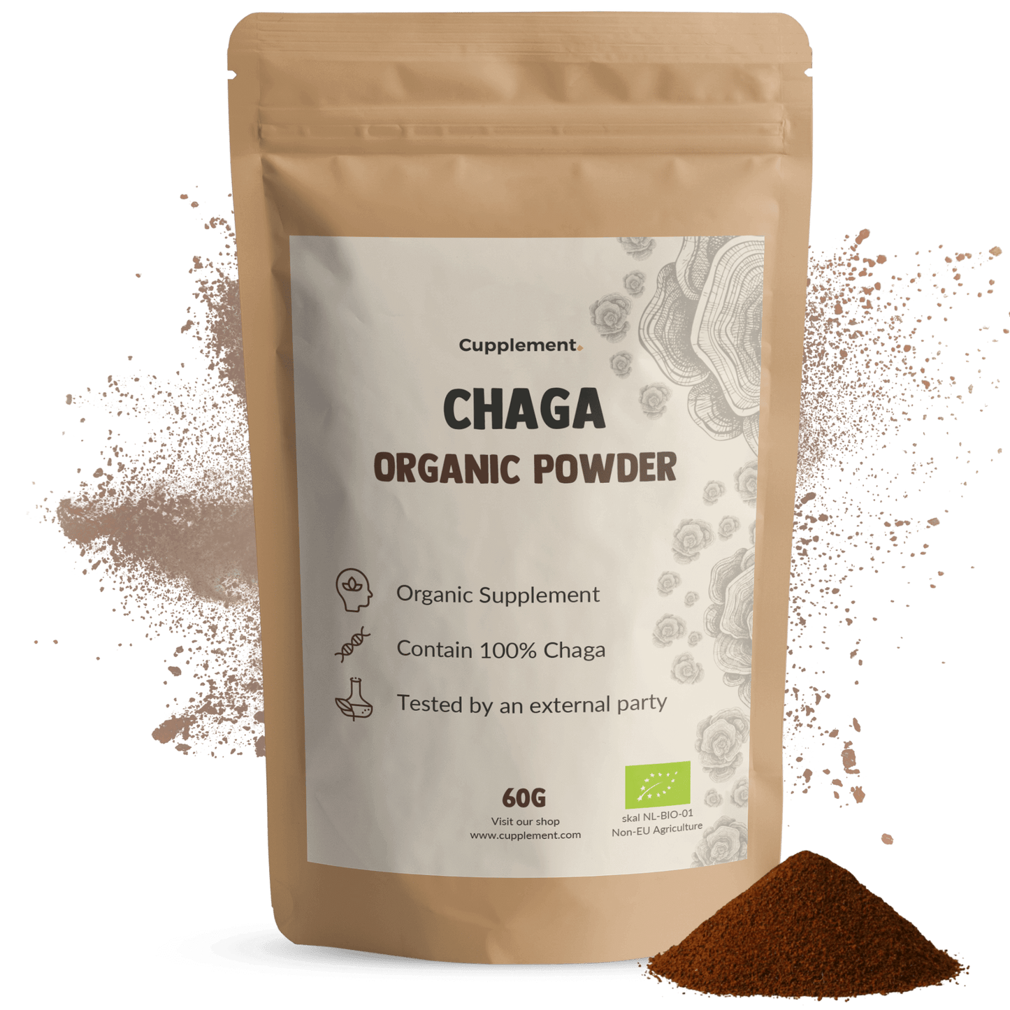 Biologische Chaga poeder goyu supplement superfood