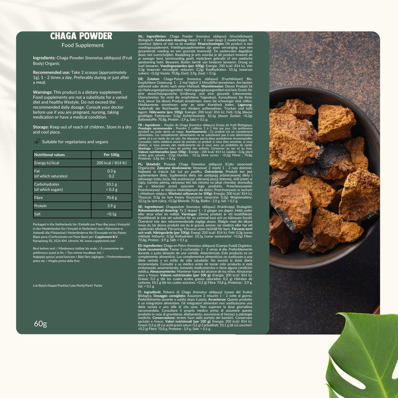Biologische Chaga poeder goyu supplement superfood