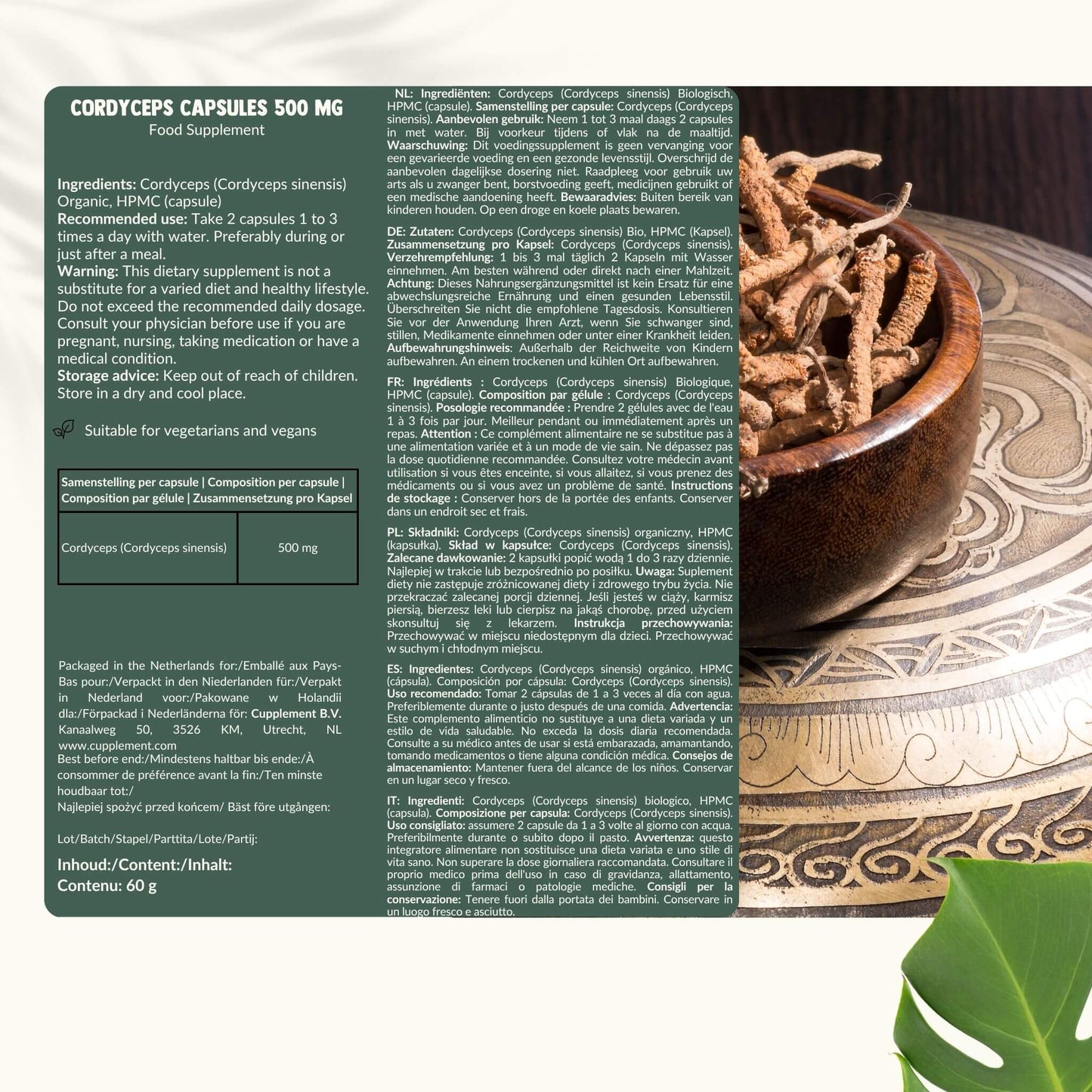 Biologische Cordyceps capsules goyu supplement superfood