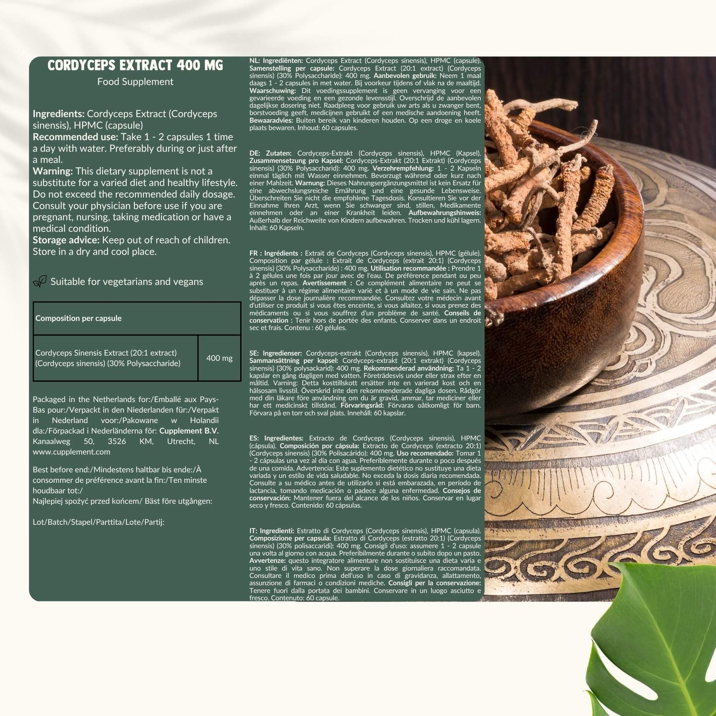 Biologische Cordyceps extract capsules goyu supplement superfood