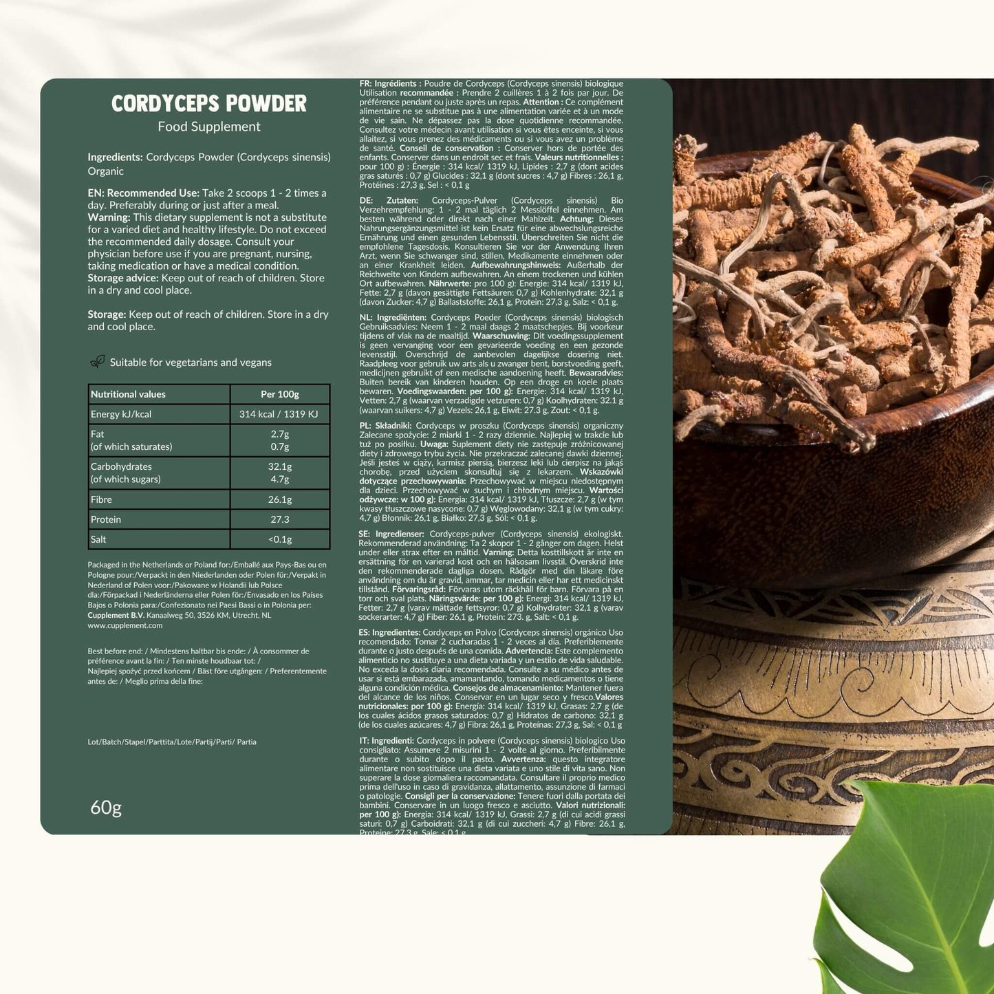 Biologische Cordyceps poeder goyu supplement superfood