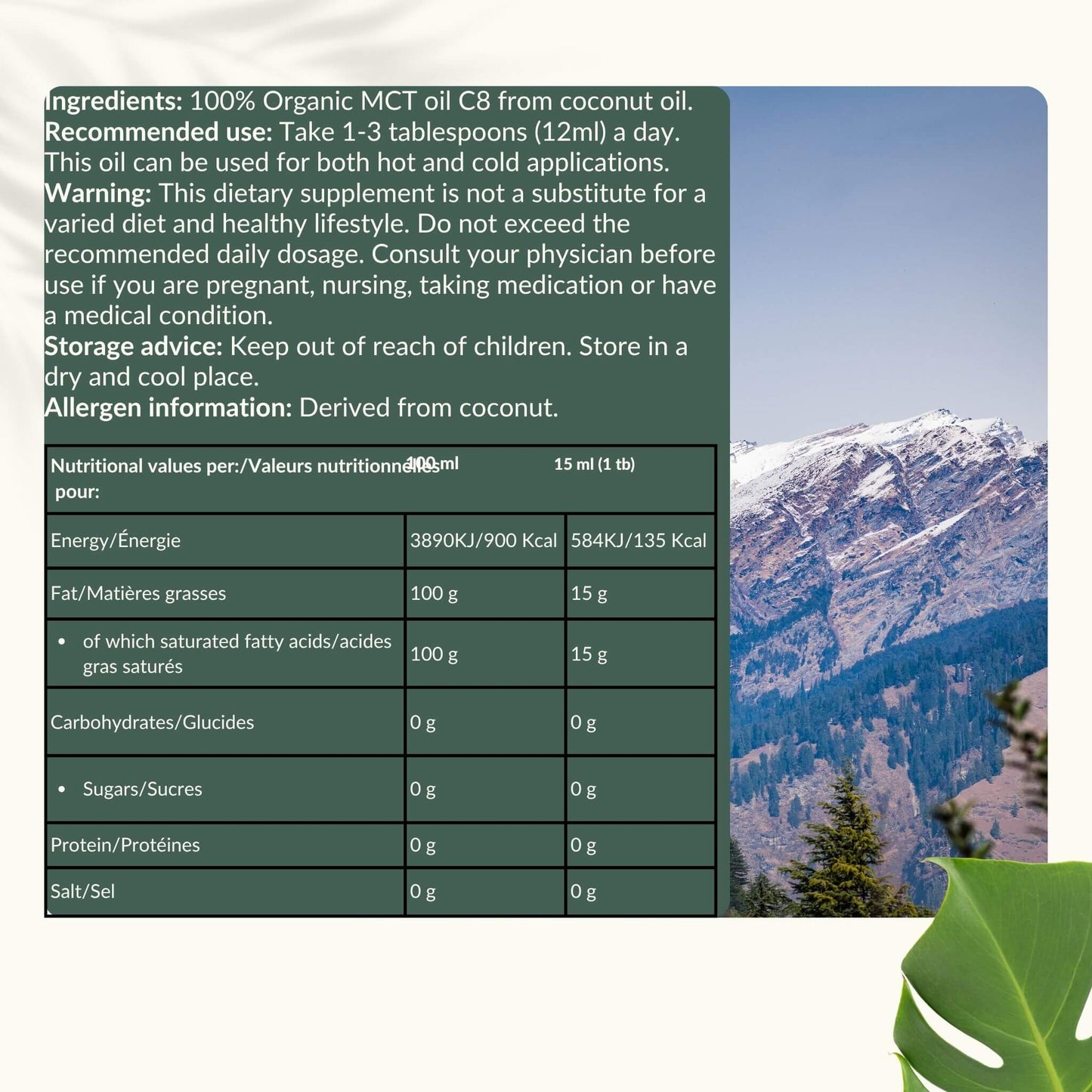 Biologische MCT C8 Olie goyu supplement superfood