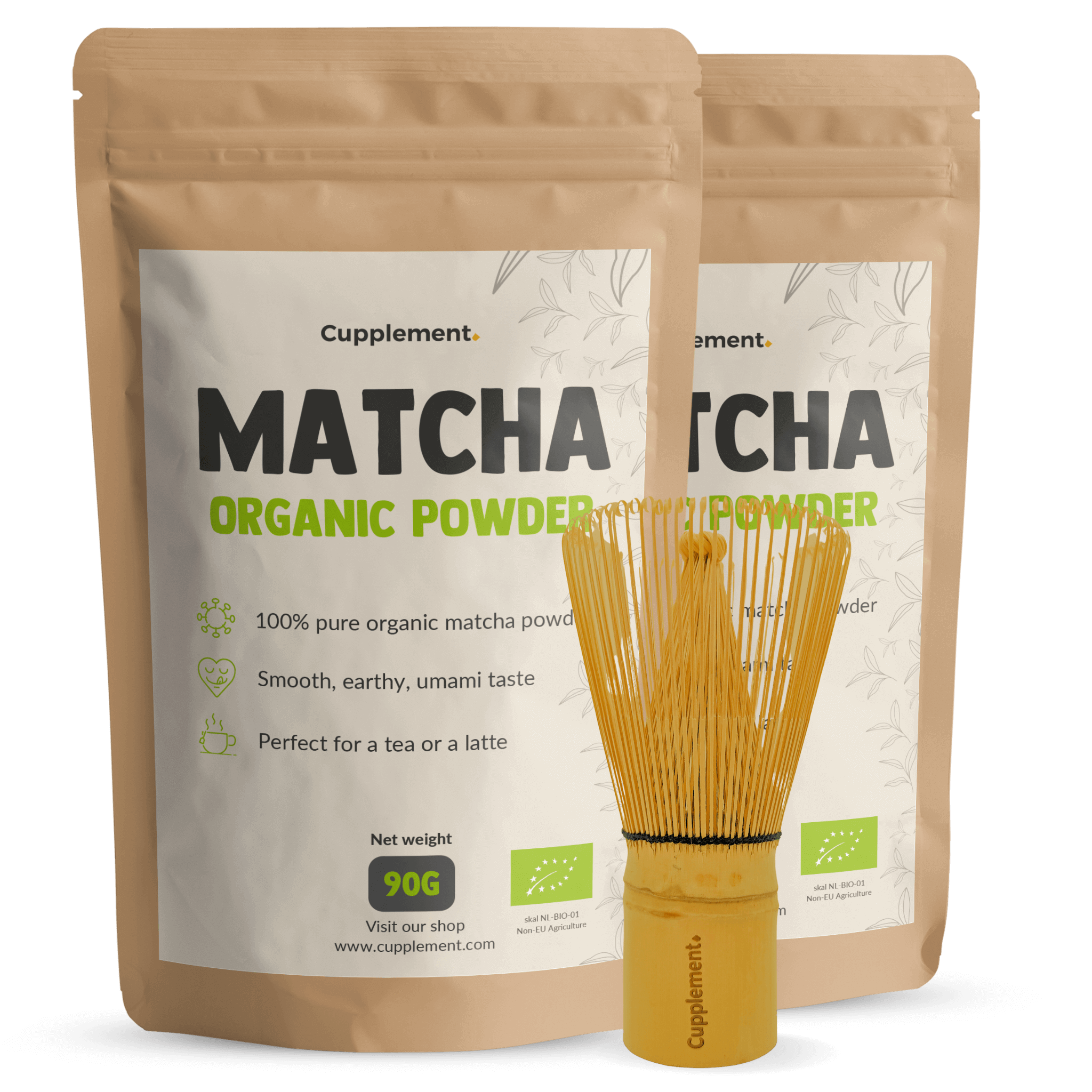 Biologische Matcha poeder met Whisk goyu supplement superfood