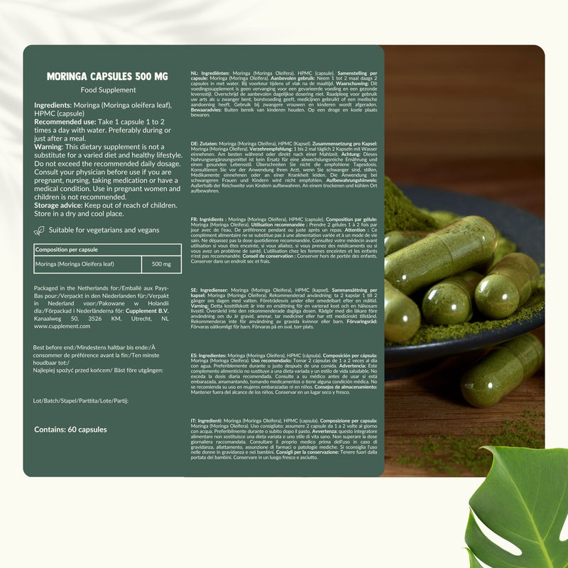 Biologische Moringa capsules goyu superfood supplement