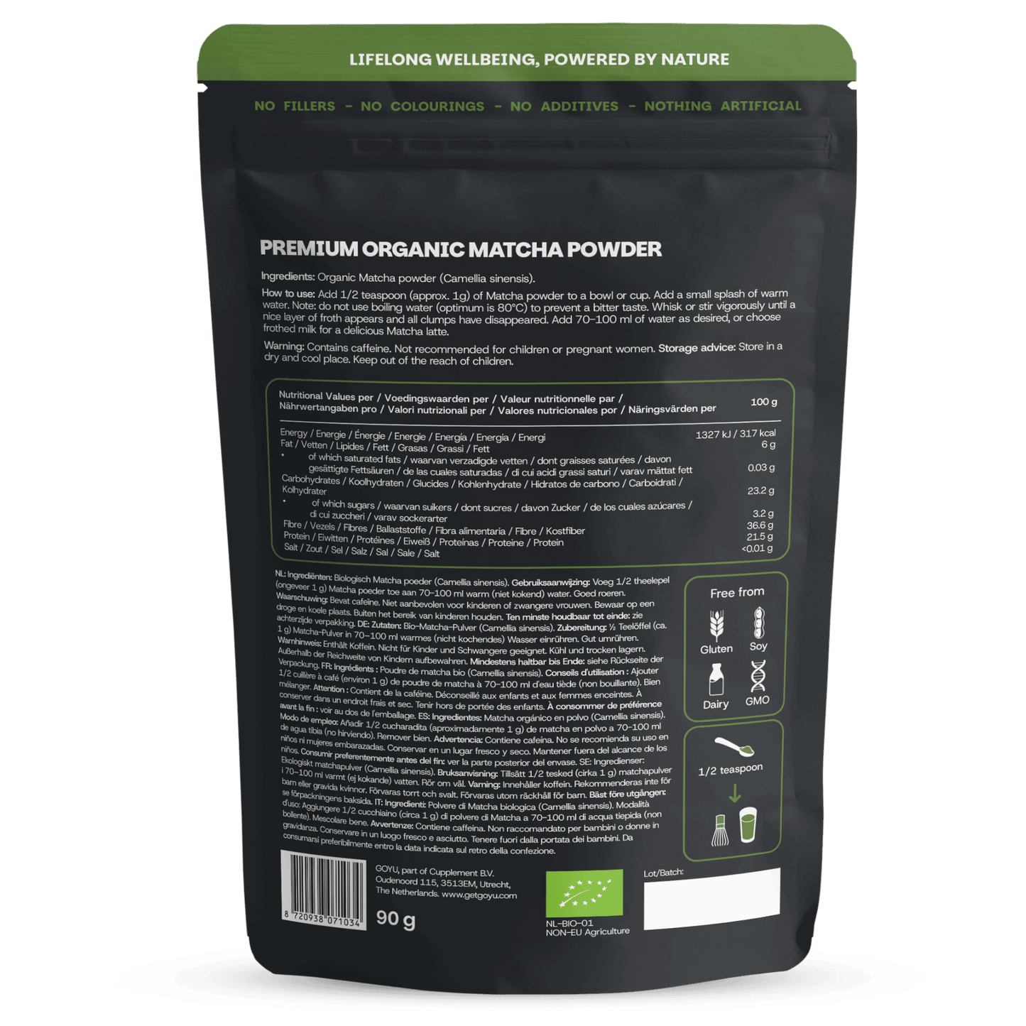 Biologische Premium Matcha Thee poeder goyu supplement superfood