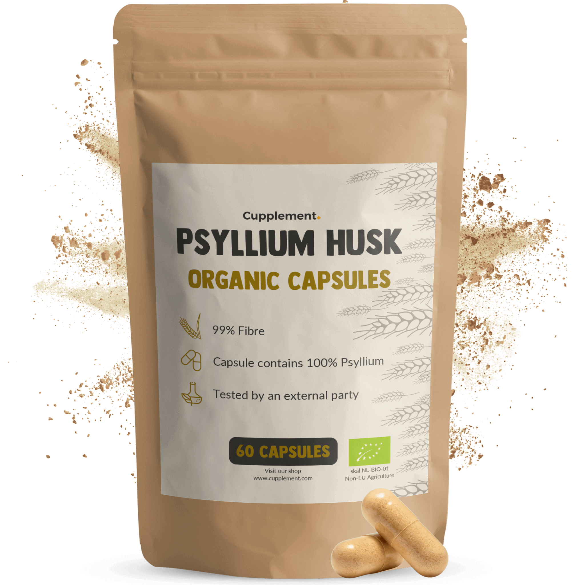 Biologische Psylliumvezels capsules goyu superfood supplement