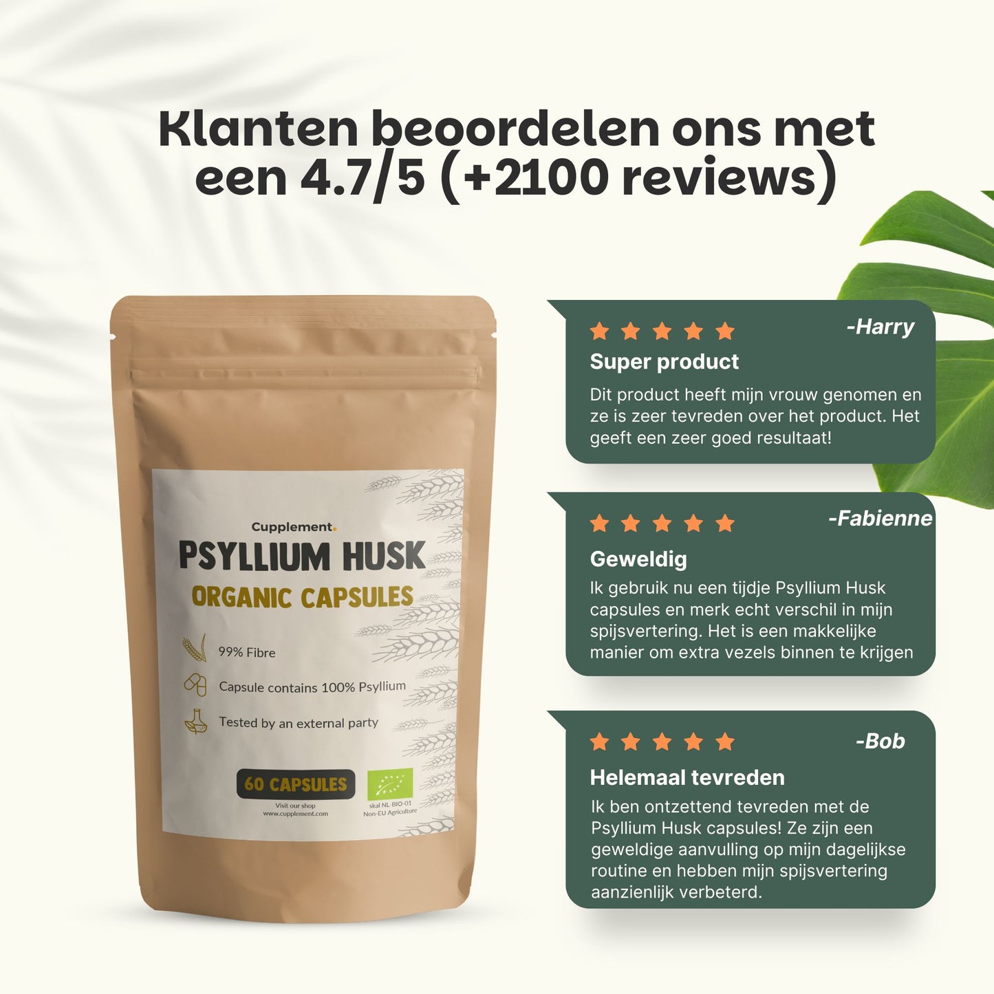 Biologische Psylliumvezels capsules goyu superfood supplement