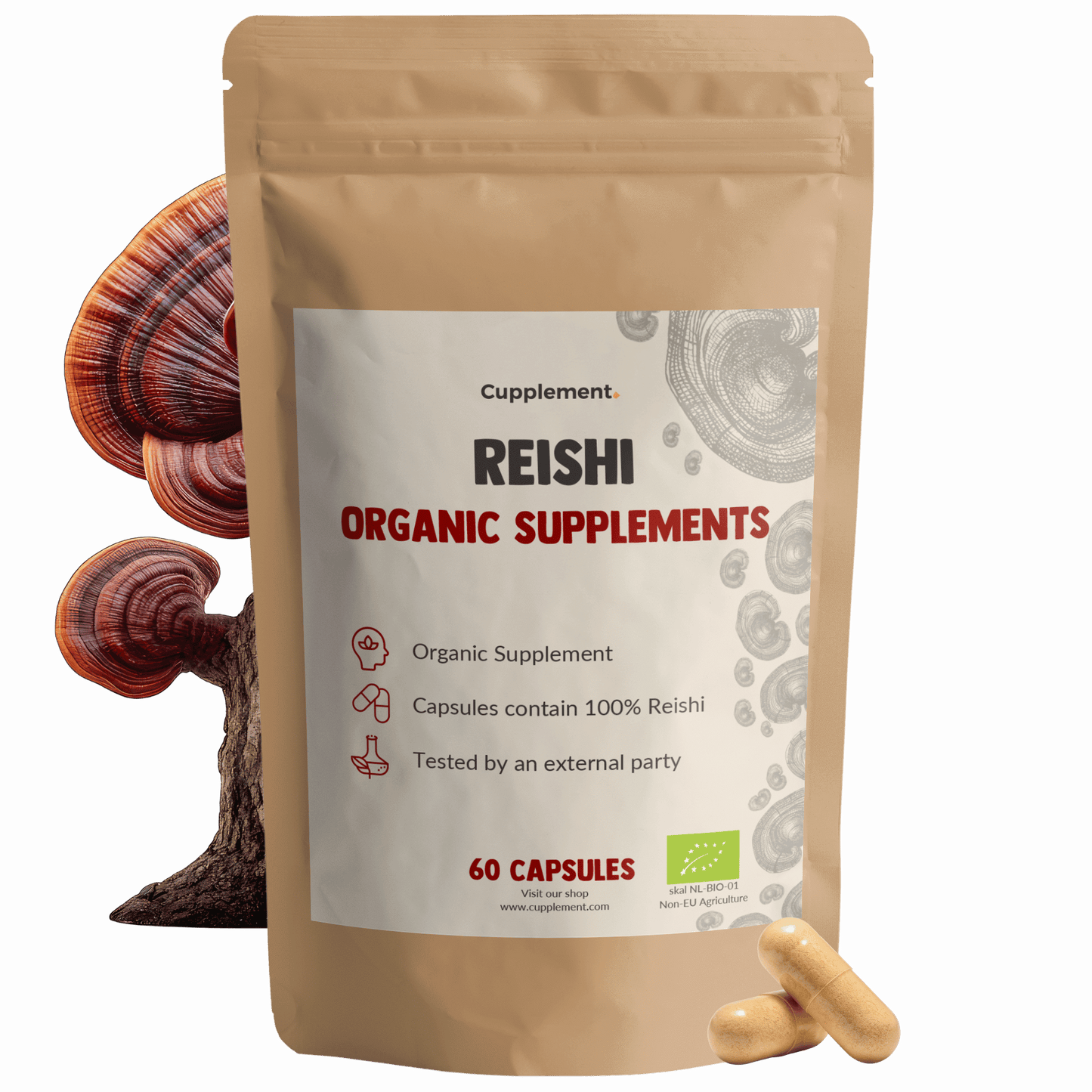 Biologische Reishi capsules goyu supplement superfood