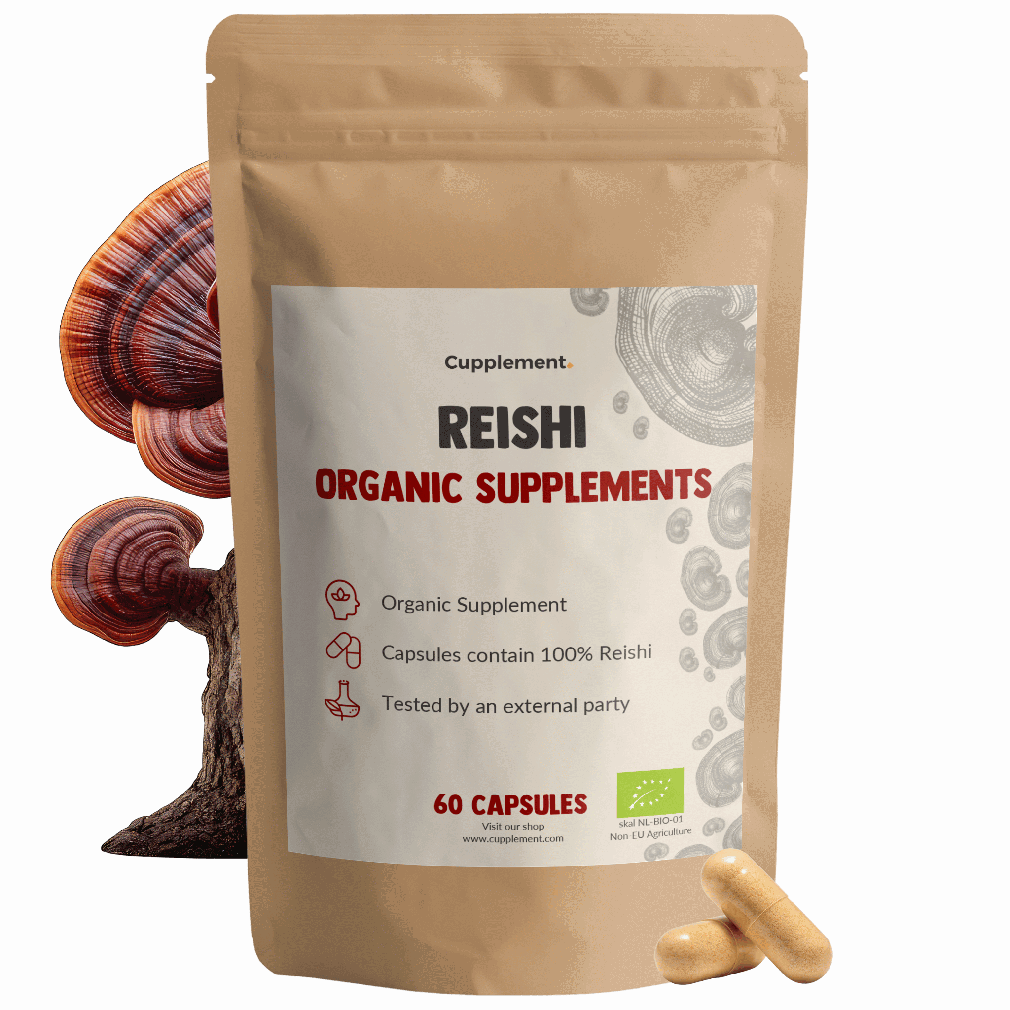 Biologische Reishi capsules goyu supplement superfood