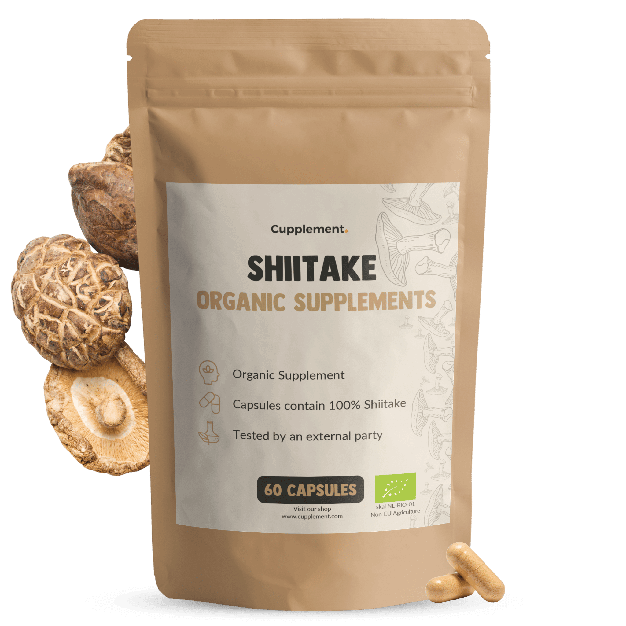 Shiitake Capsules 500 mg Biologisch