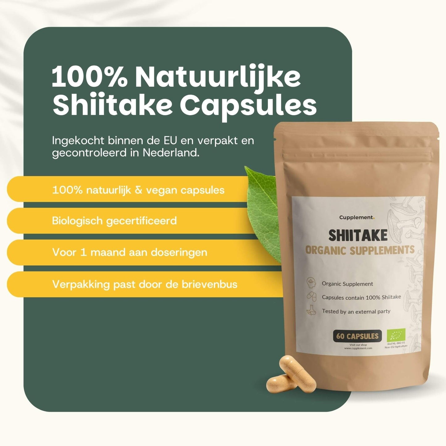 Biologische Shiitake capsules goyu supplement superfood