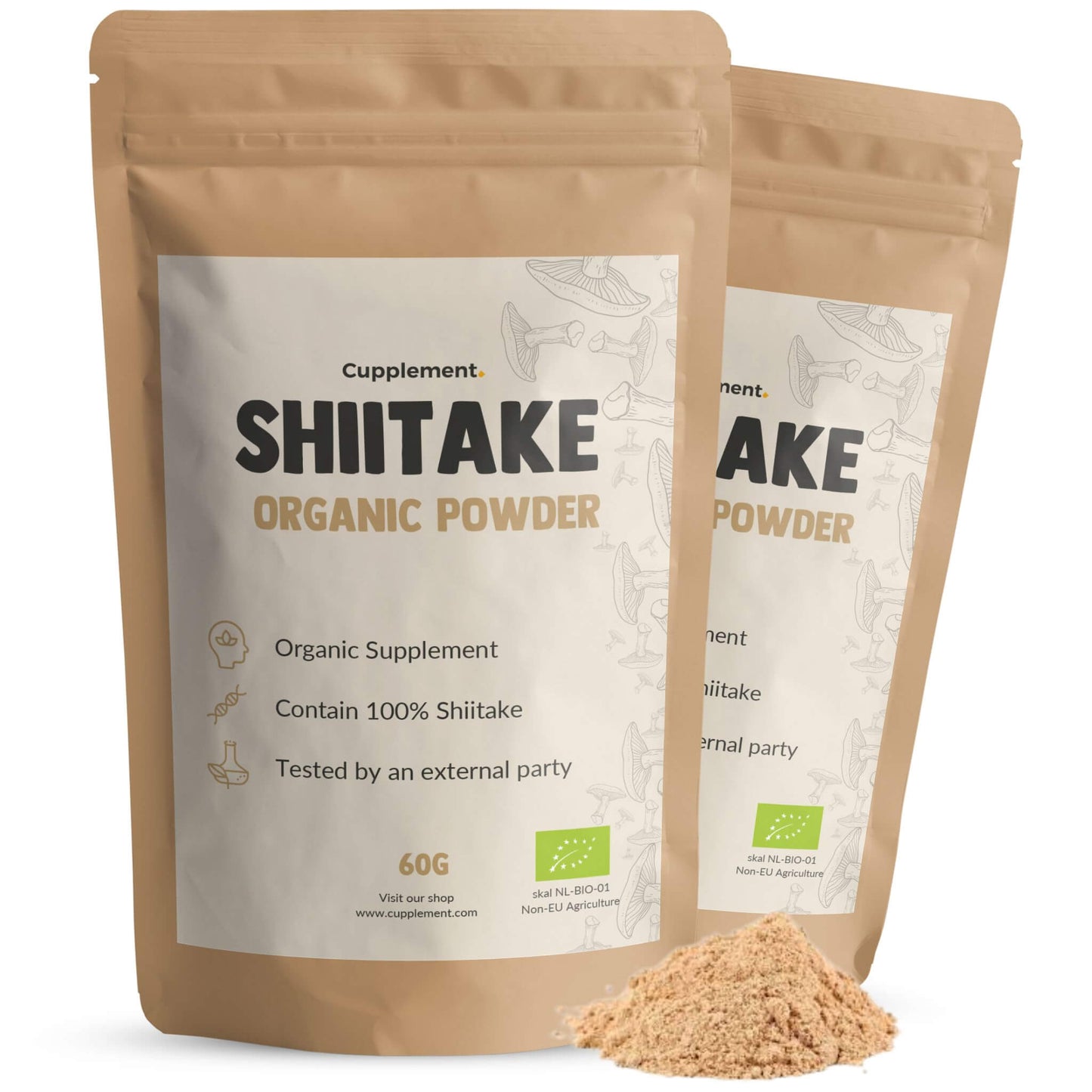 Biologische Shiitake poeder goyu supplement superfood
