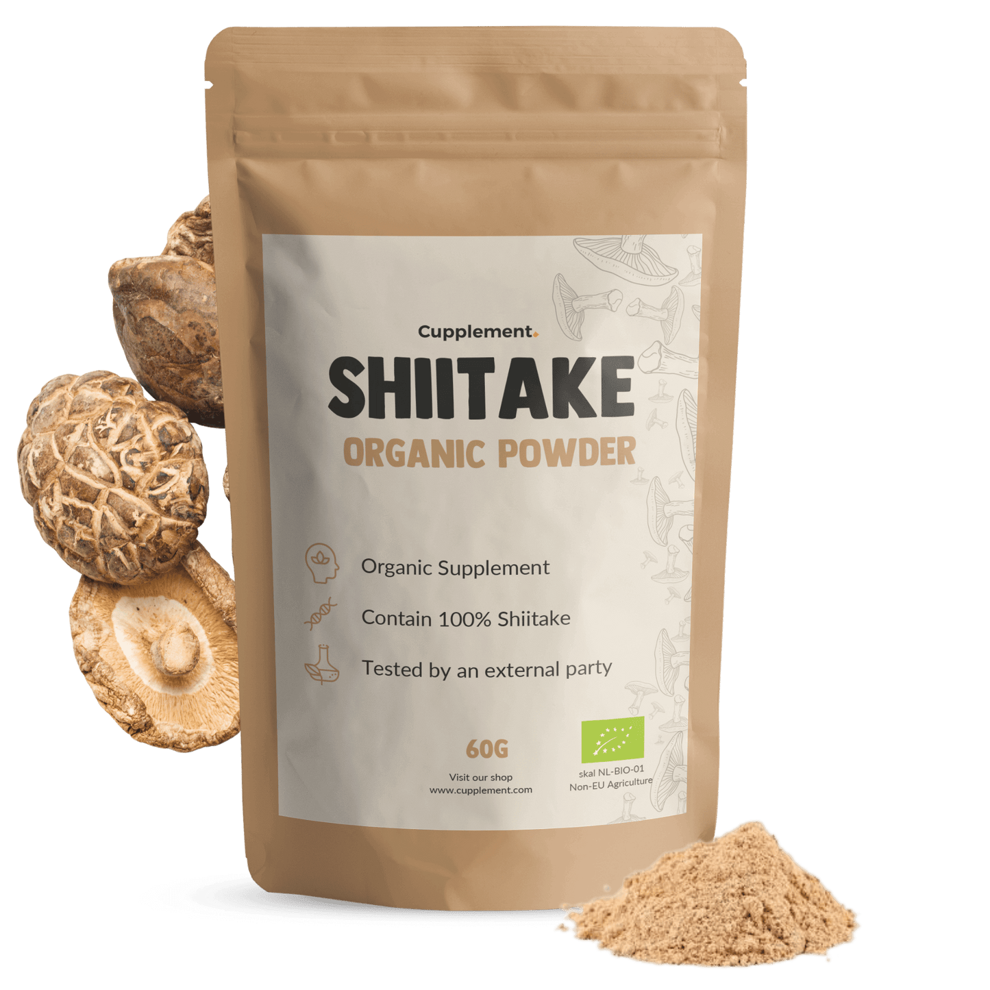 Biologische Shiitake poeder goyu supplement superfood