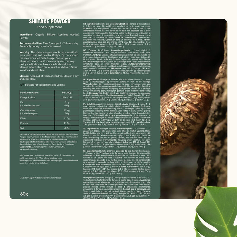 Biologische Shiitake poeder goyu supplement superfood
