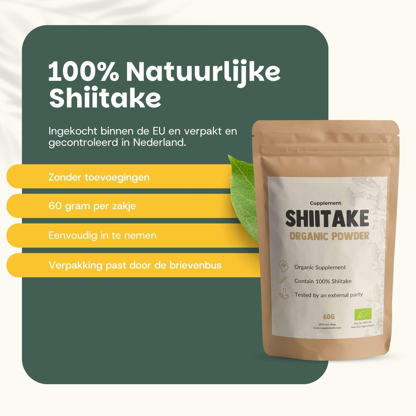 Biologische Shiitake poeder goyu supplement superfood
