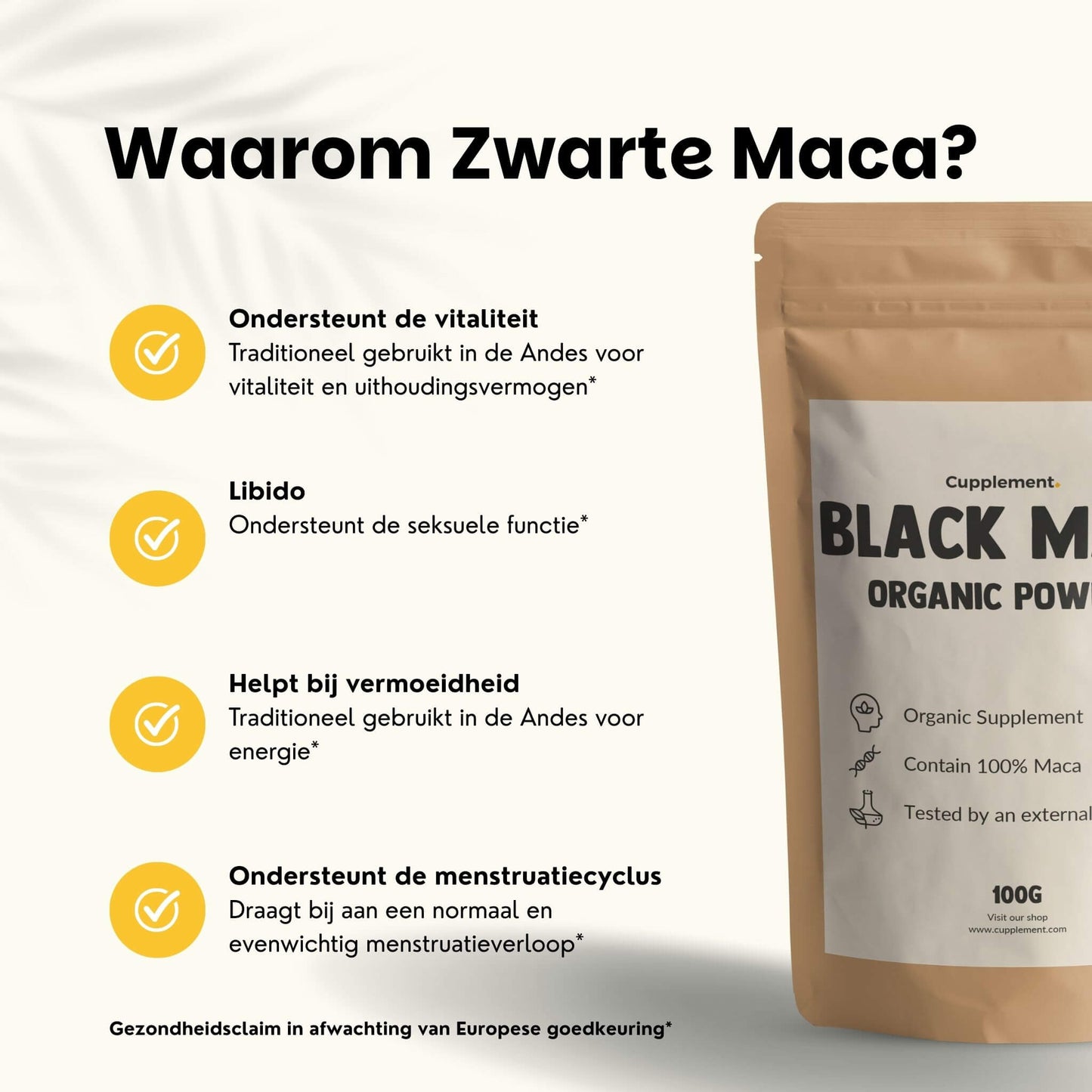 Biologische Zwarte maca poeder goyu superfood supplement