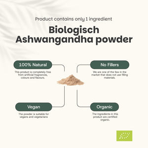 Biologische ashwagandha poeder goyu supplement superfood