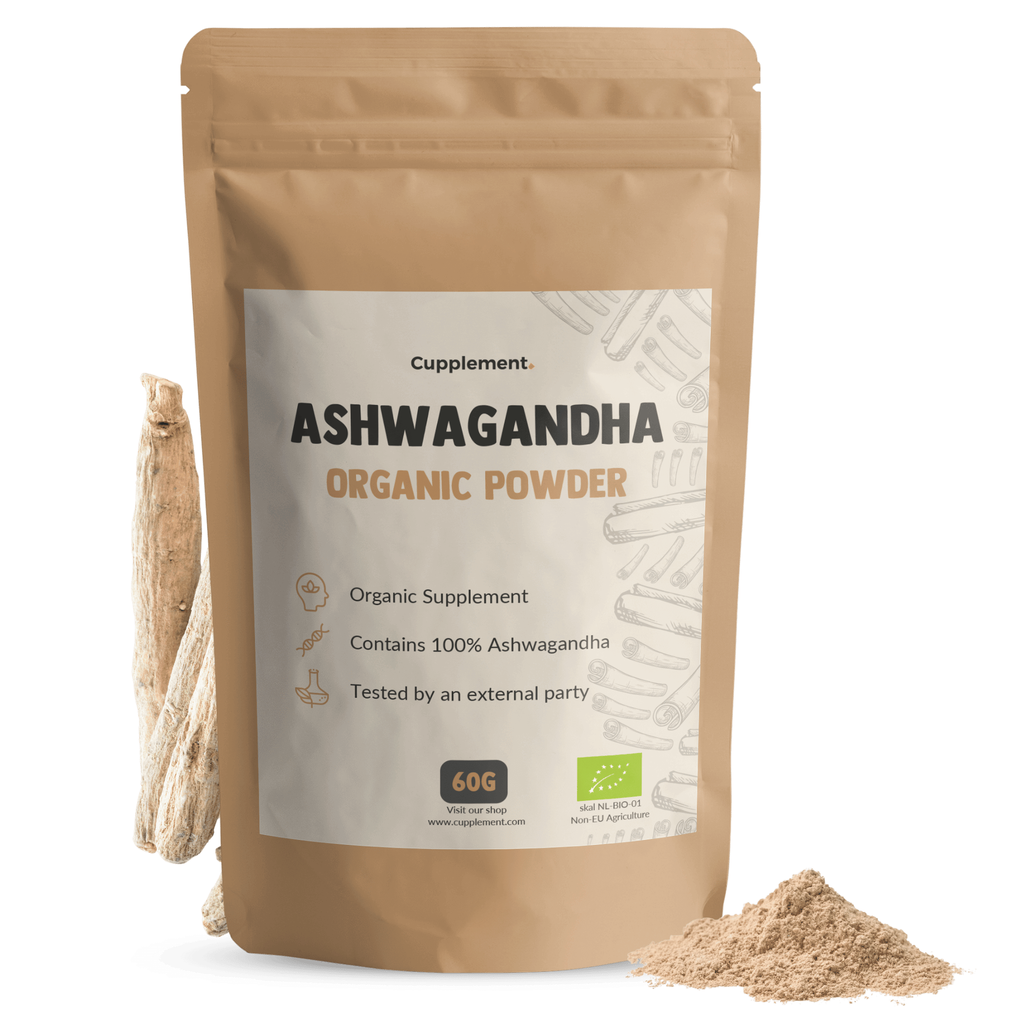 Biologische ashwagandha poeder goyu supplement superfood