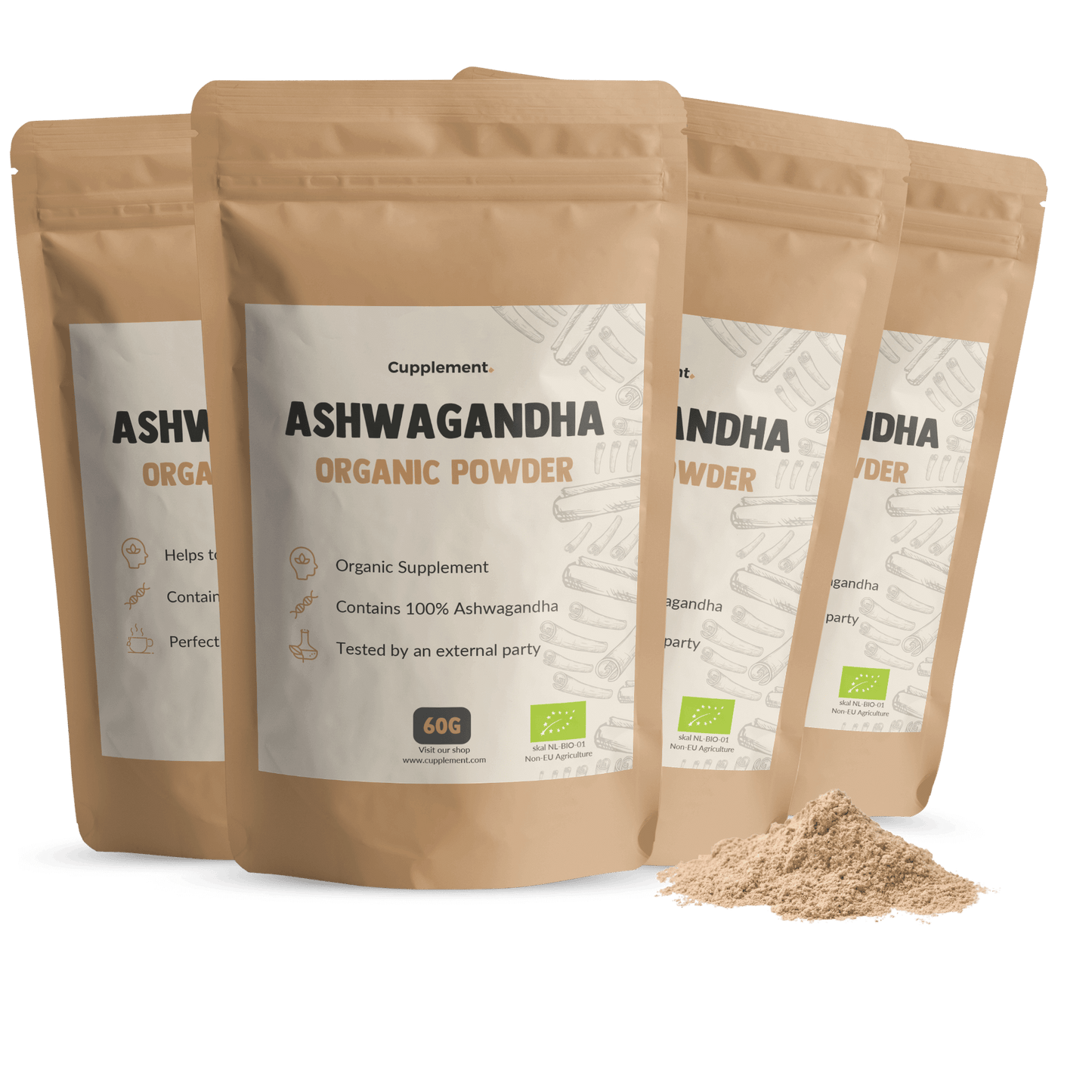 Biologische ashwagandha poeder goyu supplement superfood