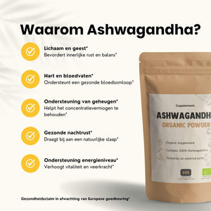 Biologische ashwagandha poeder goyu supplement superfood
