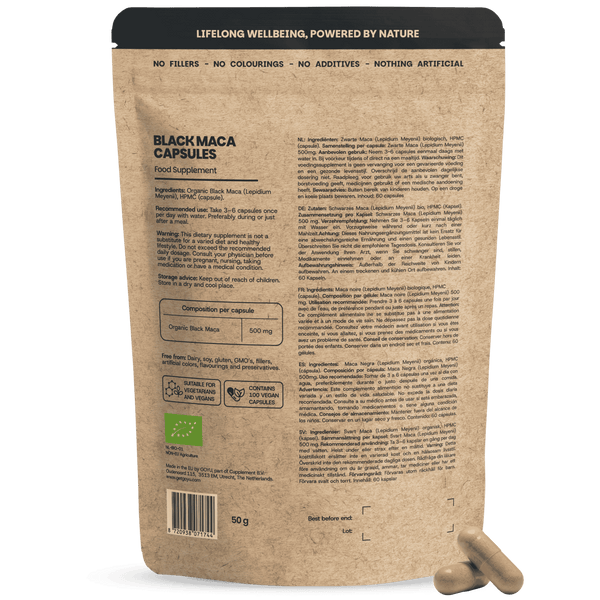 Biologisch Zwarte maca capsules goyu superfood supplement