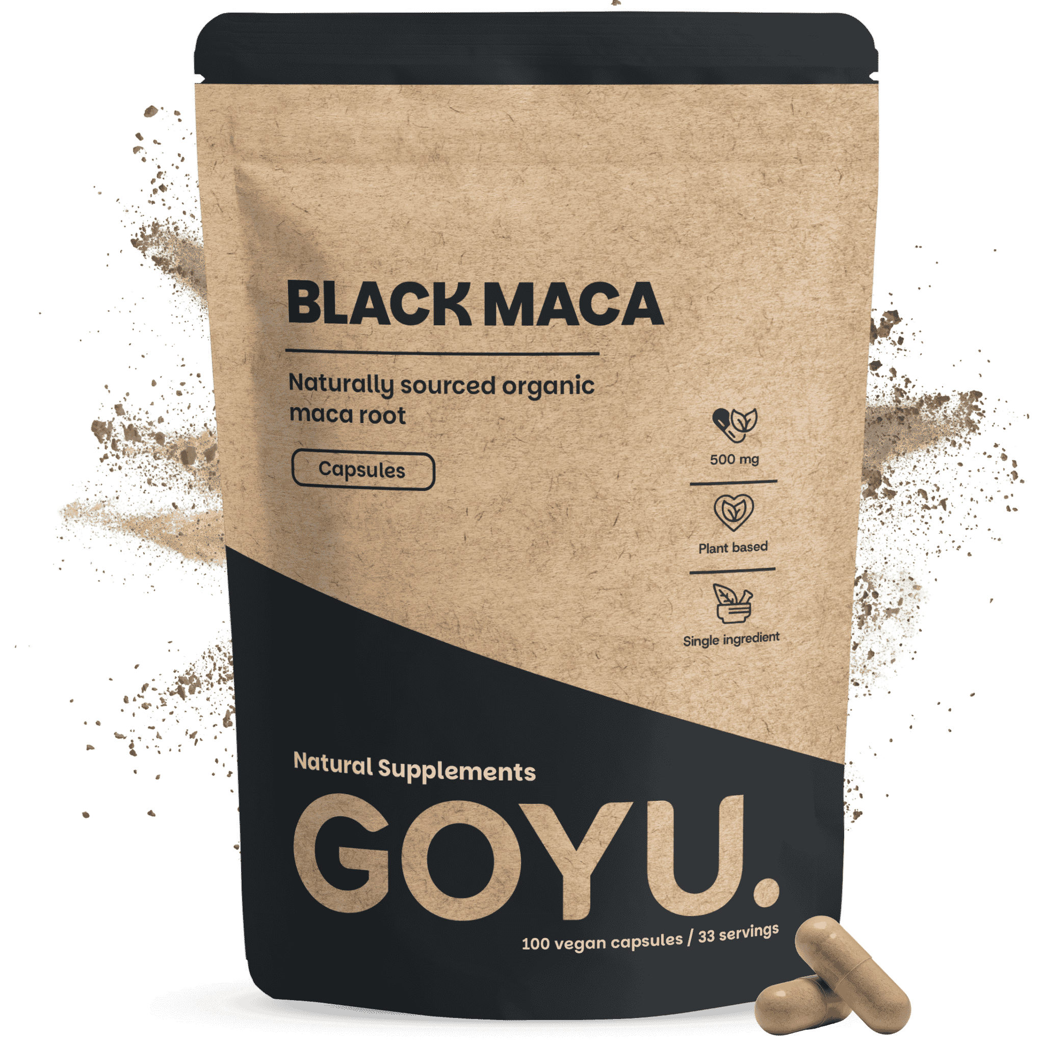 Schwarze Maca Kapseln 500 mg Biologisch