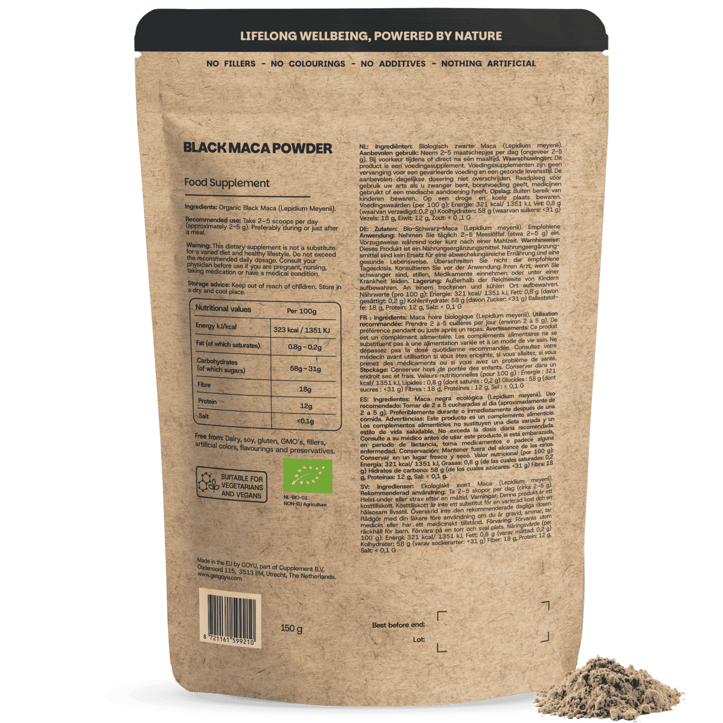 Zwarte maca poeder goyu superfood supplement