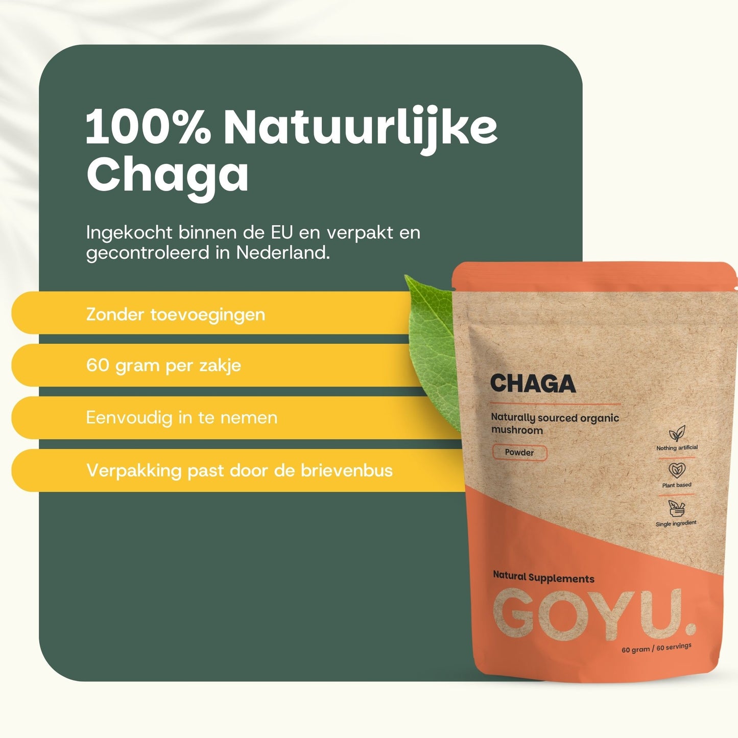 Biologische Chaga poeder goyu supplement superfood