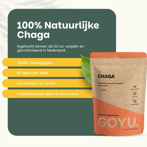 Biologische Chaga poeder goyu supplement superfood