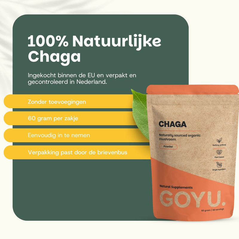 Biologische Chaga poeder goyu supplement superfood
