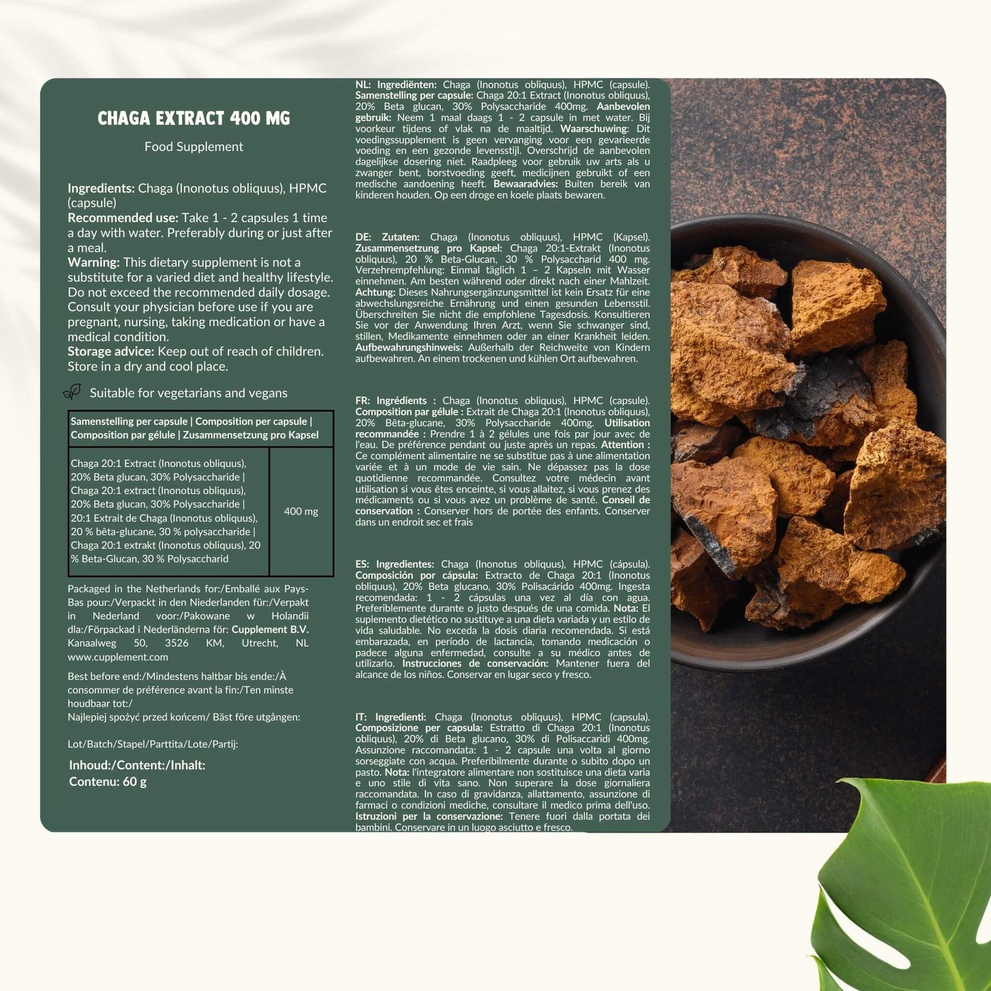 Chaga extract capsules goyu supplement superfood