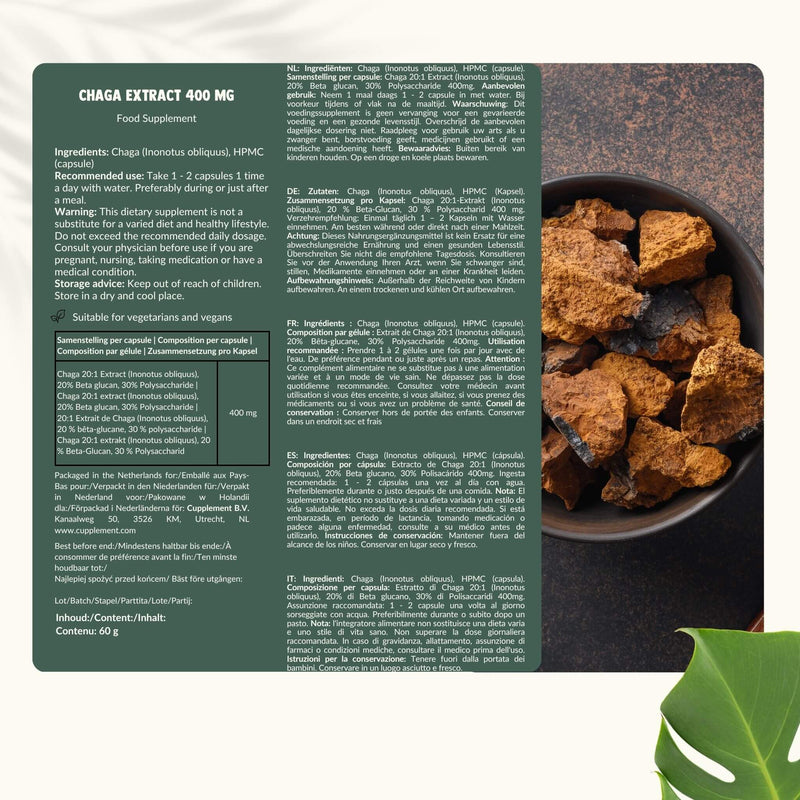 Chaga extract capsules goyu supplement superfood