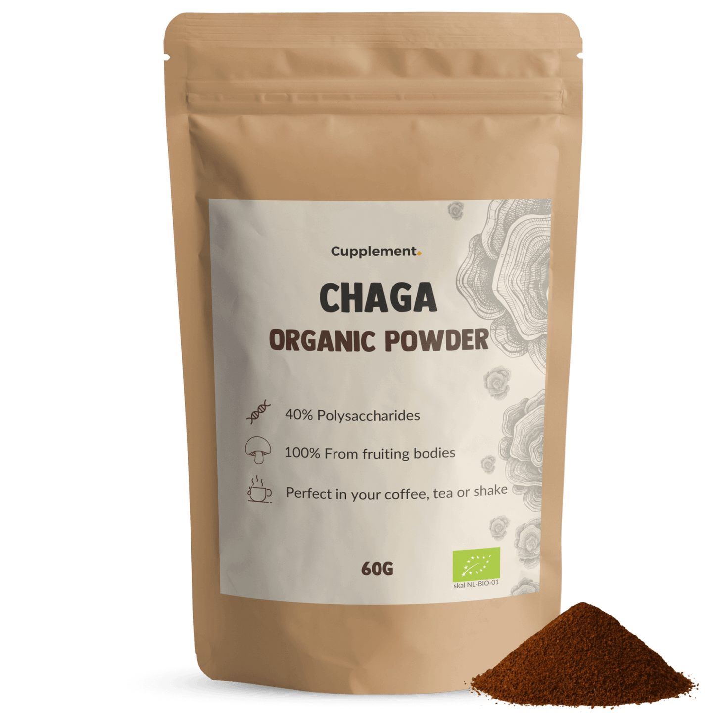Chaga Mushroom Powder Cupplement Superfood Organic